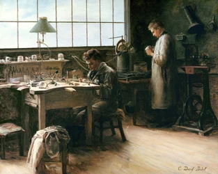 Warsztat sztucznych zębów, ok. 1880 r.